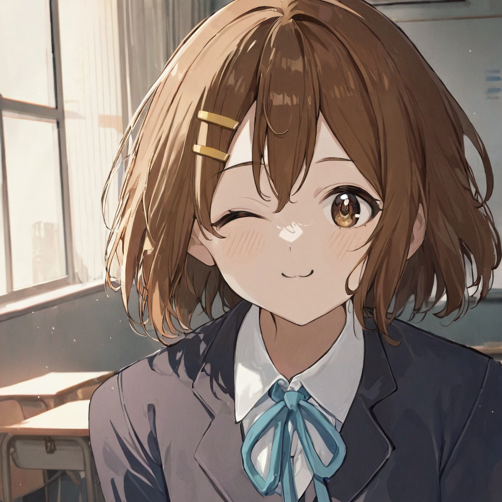 39180-270000147-1girl, hirasawa yui, __3 face, ((eyes closed)), in classroom, portrait, (masterpiece), cinematic, beautiful light, best quality,.png